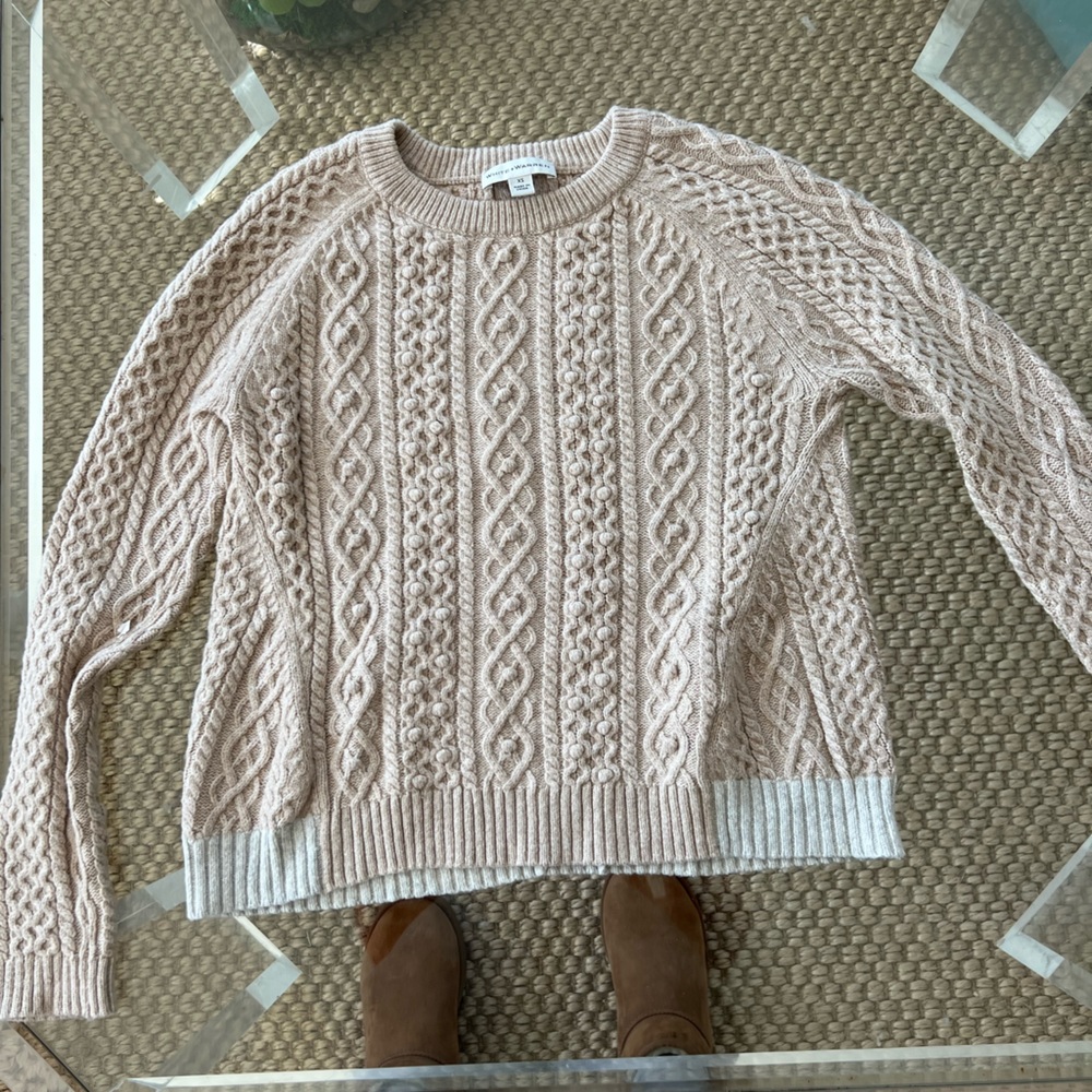 Beige White + Warren Cable-knit sweater XS